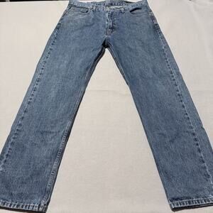 Levi's 505 Jeans Men's Blue Denim Mid Rise Straight Classic Zip Fly - 38x34